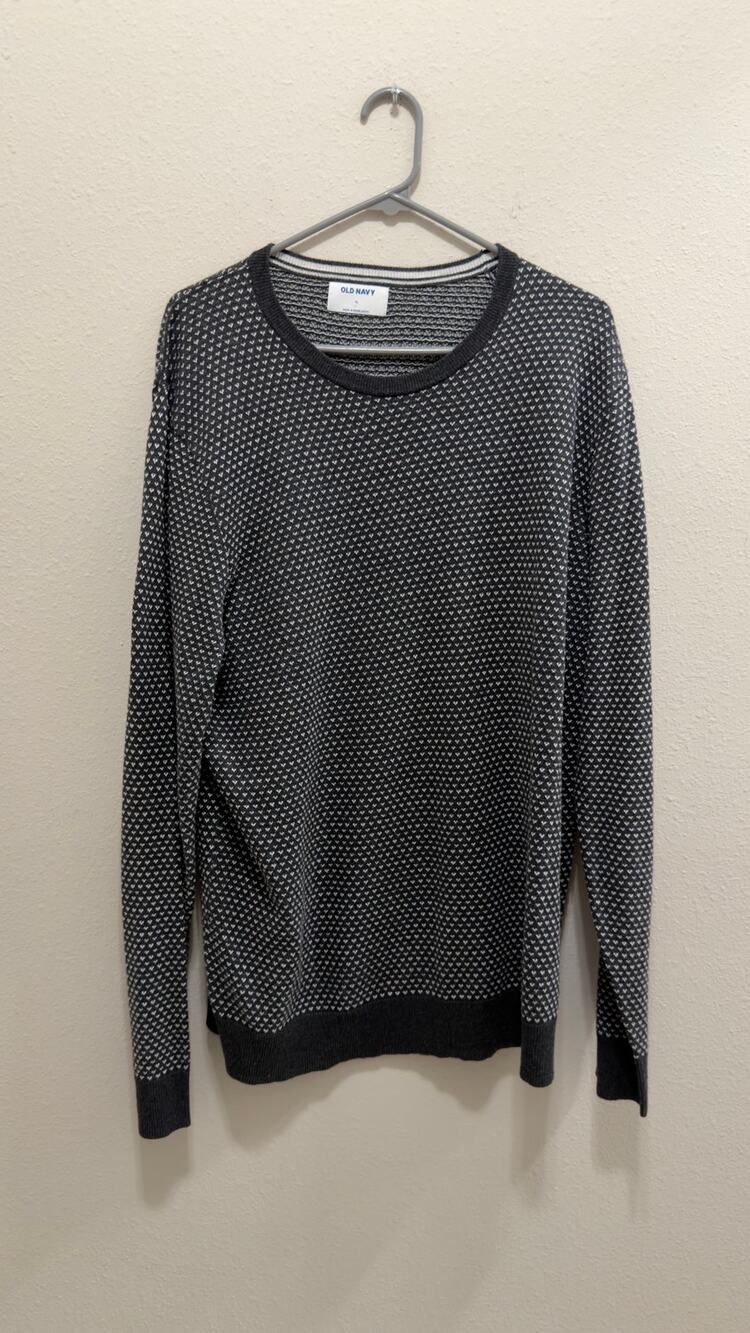 Old Navy Men's Black White Micro Pattern Knit Crewneck Sweater XL